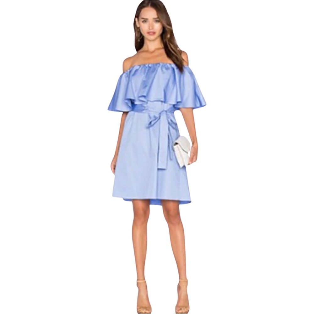 NICHOLAS Strapless Mini Dress Ruffle 
Off the shoulder Wedding Cottagecore Fairy